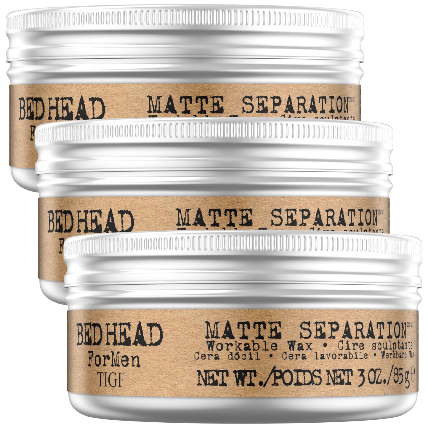 TIGI Bed Head Hair Wax for Men, Matte Separation 3-Pack – Workable Strong Hold, Anti-Humidity, Travel-Friendly Hair Products for Men, 3 Oz Ea