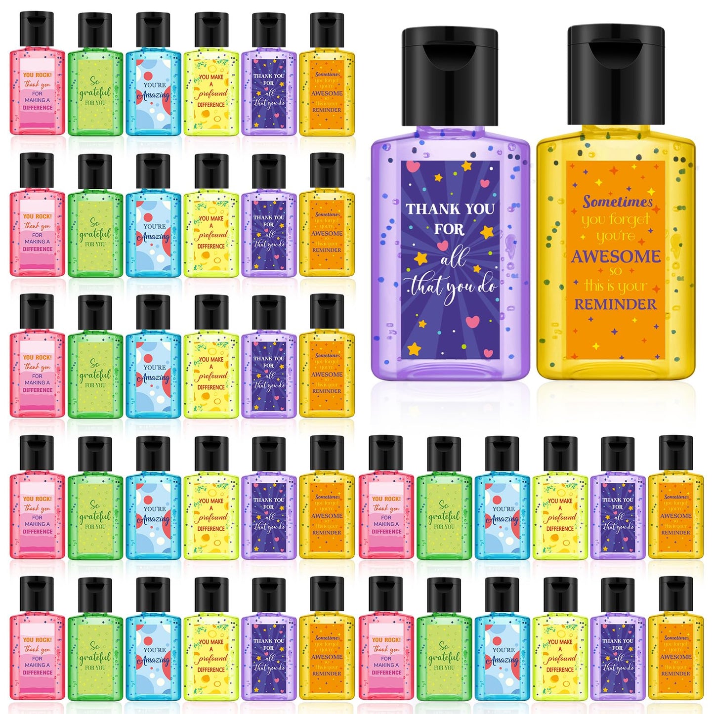 12 Pcs Thank You Mini Hand Sanitizer Bulk Travel Size 1oz Employee Appreciation Gift Team Small Hand Sanitizer Party Favor Difference Maker Gift for Volunteer Office Staff Coworker Teacher (Black)