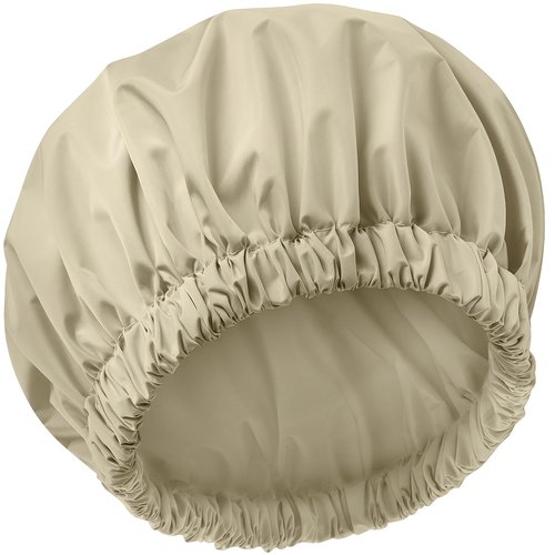 Reusable Shower Cap for Women, Large Waterproof Shower Bonnet Washable Elastic Band Bath Hair Hat for Long Hair, Braids(Gray Yellow)