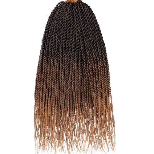 ZRQ 8 Packs Senegalese Twist Crochet Hair 12 Inch Ombre Brown Pre Looped Short Crochet Braids, Pre Twisted Small Havana Twist, Synthetic Braiding Hair for Women Girl Kids（1B3027#)