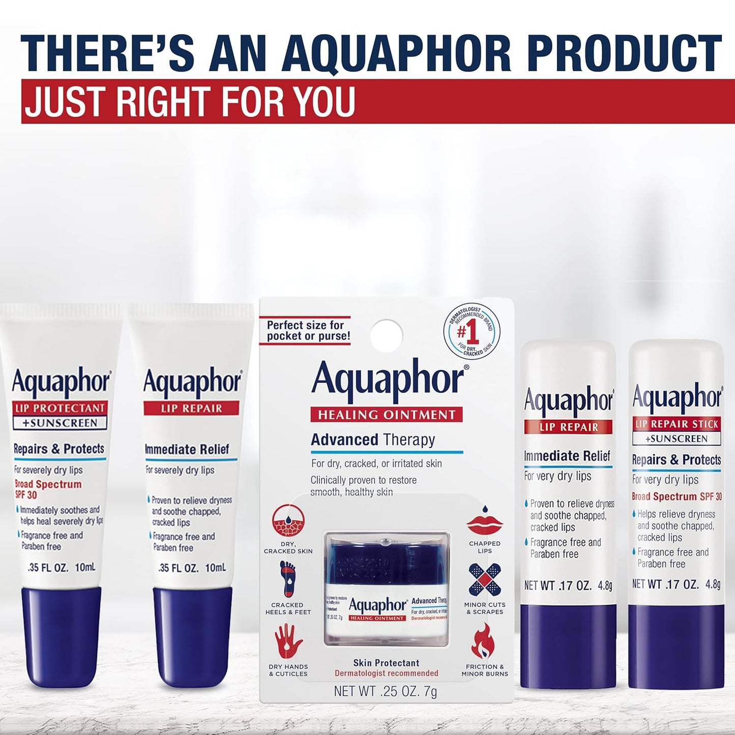 Aquaphor Lip Repair, 0.35 Fl Oz, Pack of 6