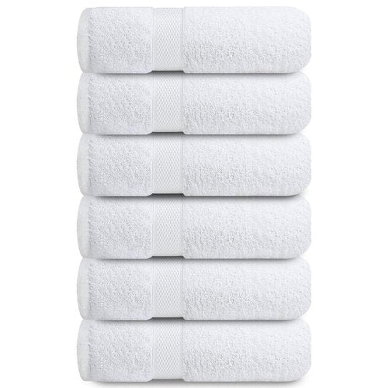 Infinitee Xclusives 100% Cotton Hand Towels for Bathroom – Ultra-Soft & Highly Absorbent, 6-Pack, Gym, Spa & Hotel |Brilliant White |