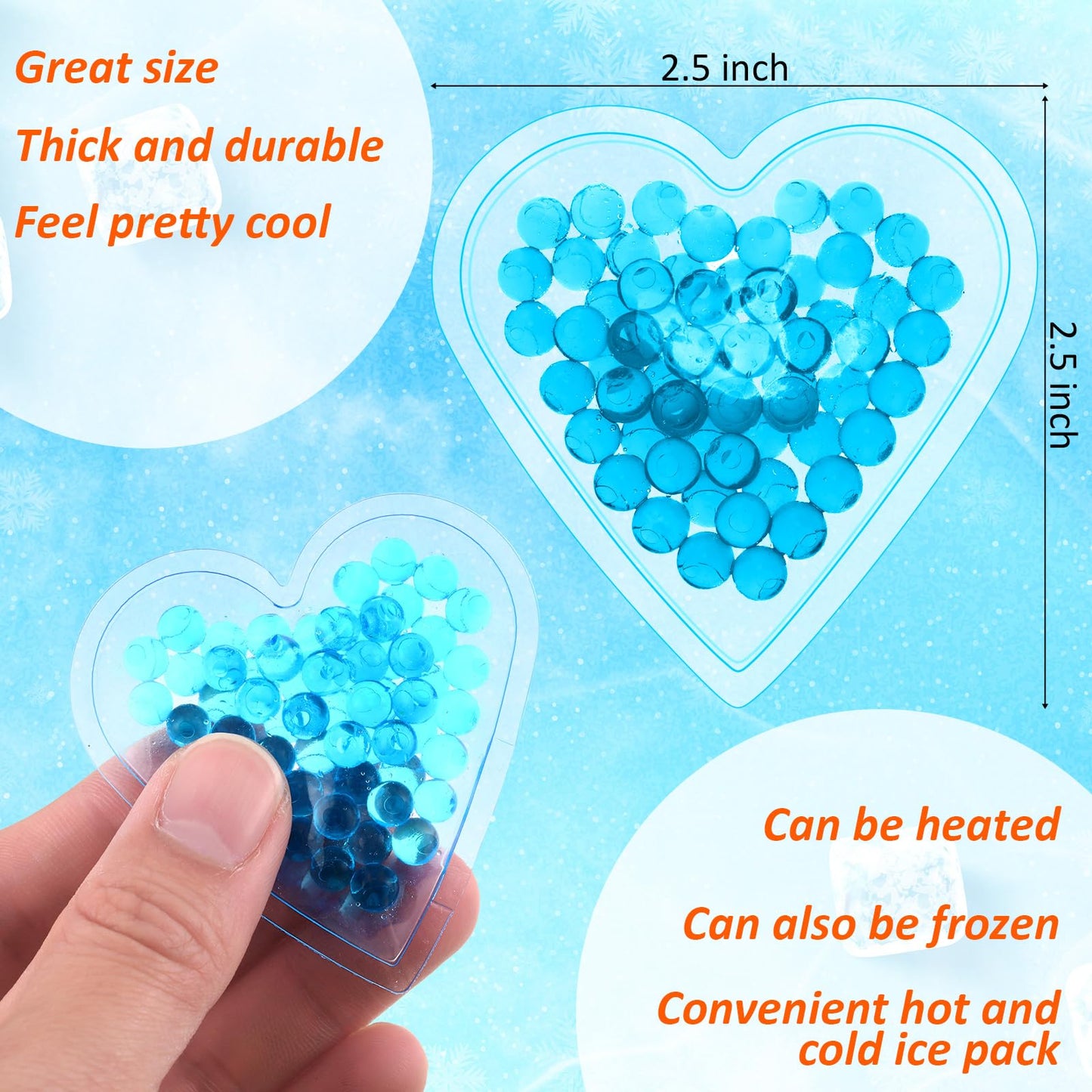 TrelaCo 60 Pcs Boo Boo Ice Pack - Hot and Cold Heart Shaped Compress for Injuries, Wisdom Teeth, Colic Pain, Fever, Headaches - Reusable, 6 Colors