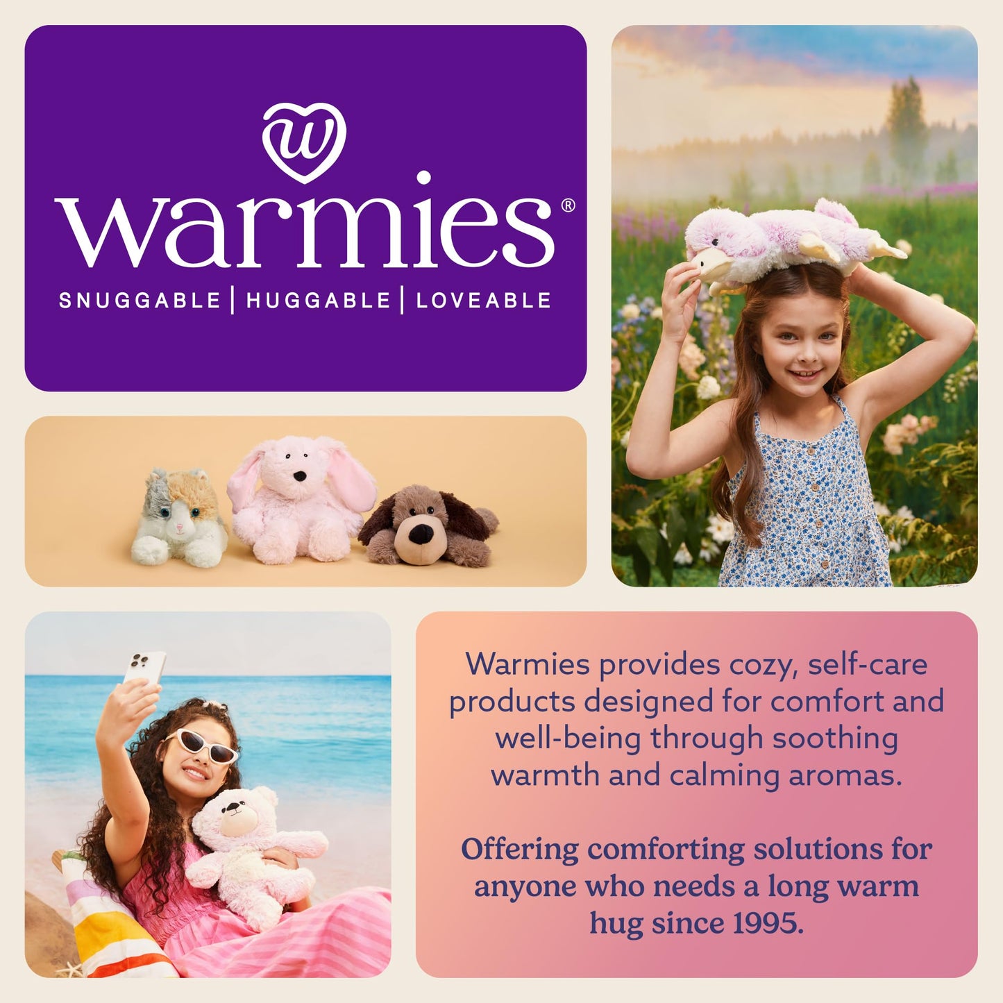 warmies Microwavable & Weighted Stuffed Animals, Gray Elephant - Heated Stuffed Animal Plushie for Warmth & Comfort - Cute Soft Plush Toys for Boys, Girls, Babies & Toddlers
