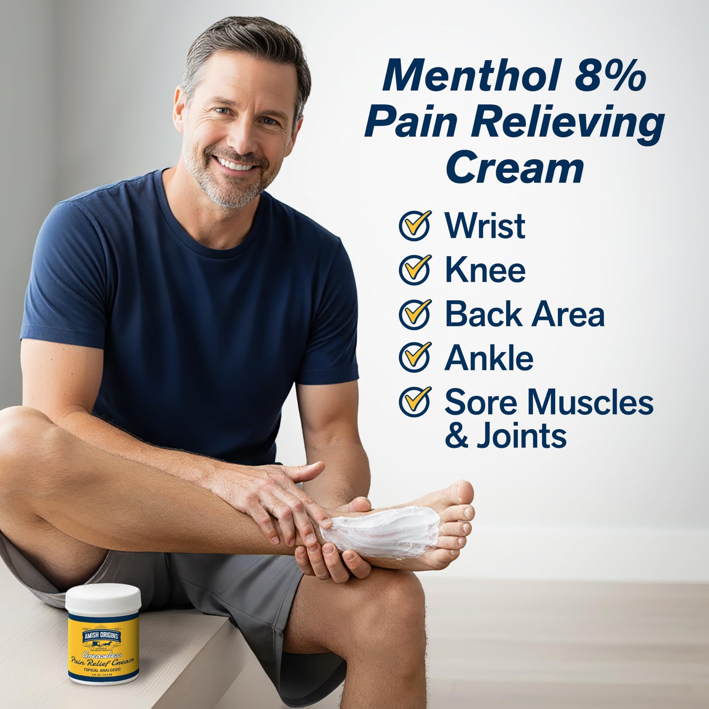 Amish Origins Arthritis Pain Relief Cream - 4 oz - Maximum Strength Deep Penetrating for Joint, Muscle, Knee, Back, Feet, Hand, Ankle, Aches, 1 Pack