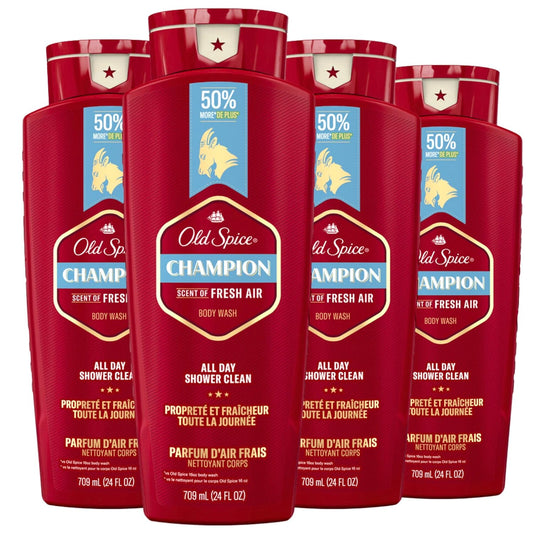 Old Spice Body Wash for Men - 3X Defense, Long-Lasting Fresh Scent | 24 oz, Pack of 4