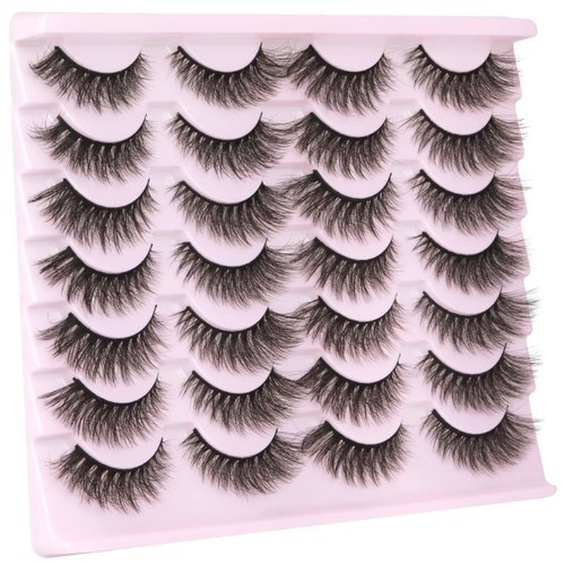 Wispy Mink Lashes Natural False Eyelashes Fluffy 16mm Cat Eye Lashes Pack 5D 14 Pairs Fake Eyelashes by TNFVLONEINS