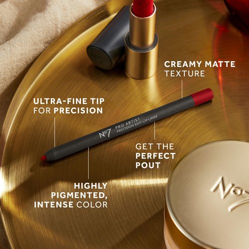 No7 Pro Artist Lip Liner - Precision Edit Lip Liner Pencil with a Creamy, Matte Finish - Helps Prevent Lipstick Bleeding and Enhances Lip Shape - Rose Couture (0.04 oz)