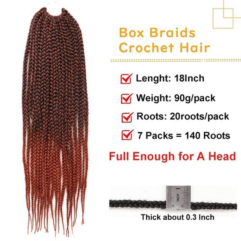 7 Packs Goddess Box Braids Crochet Hair 18 Inch Prelooped Crochet Box Braids Crochet Hair for Black Women Braiding Hair (18 Inch 7 Pack, 1B/350)