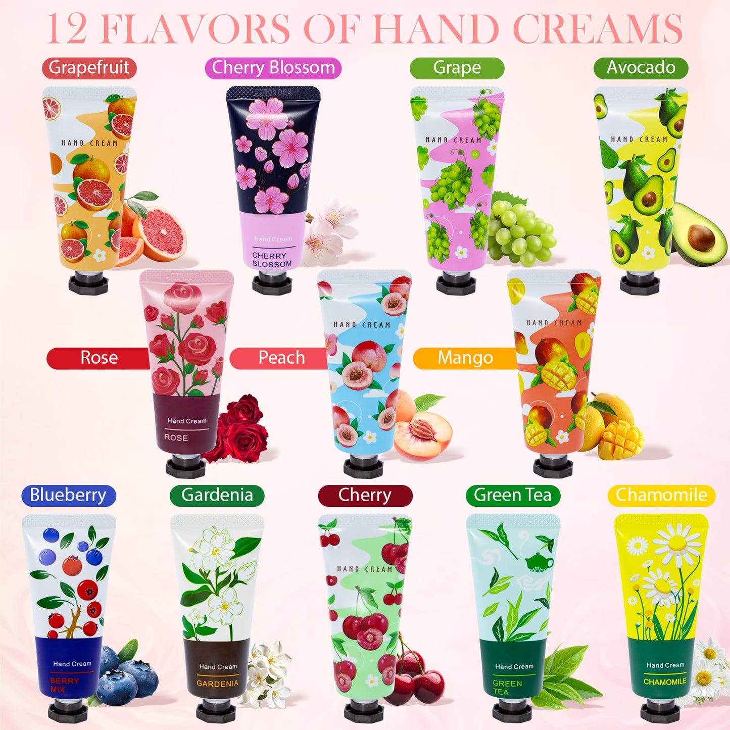 Comdian 12 Pack Hand Cream for Women, Mini Hand Lotion Travel Size for Dry Cracked Care, Natural Plant Fragrance Moisturizer Present Set for Mother, Teacher Appreciation and Bridesmaid Present