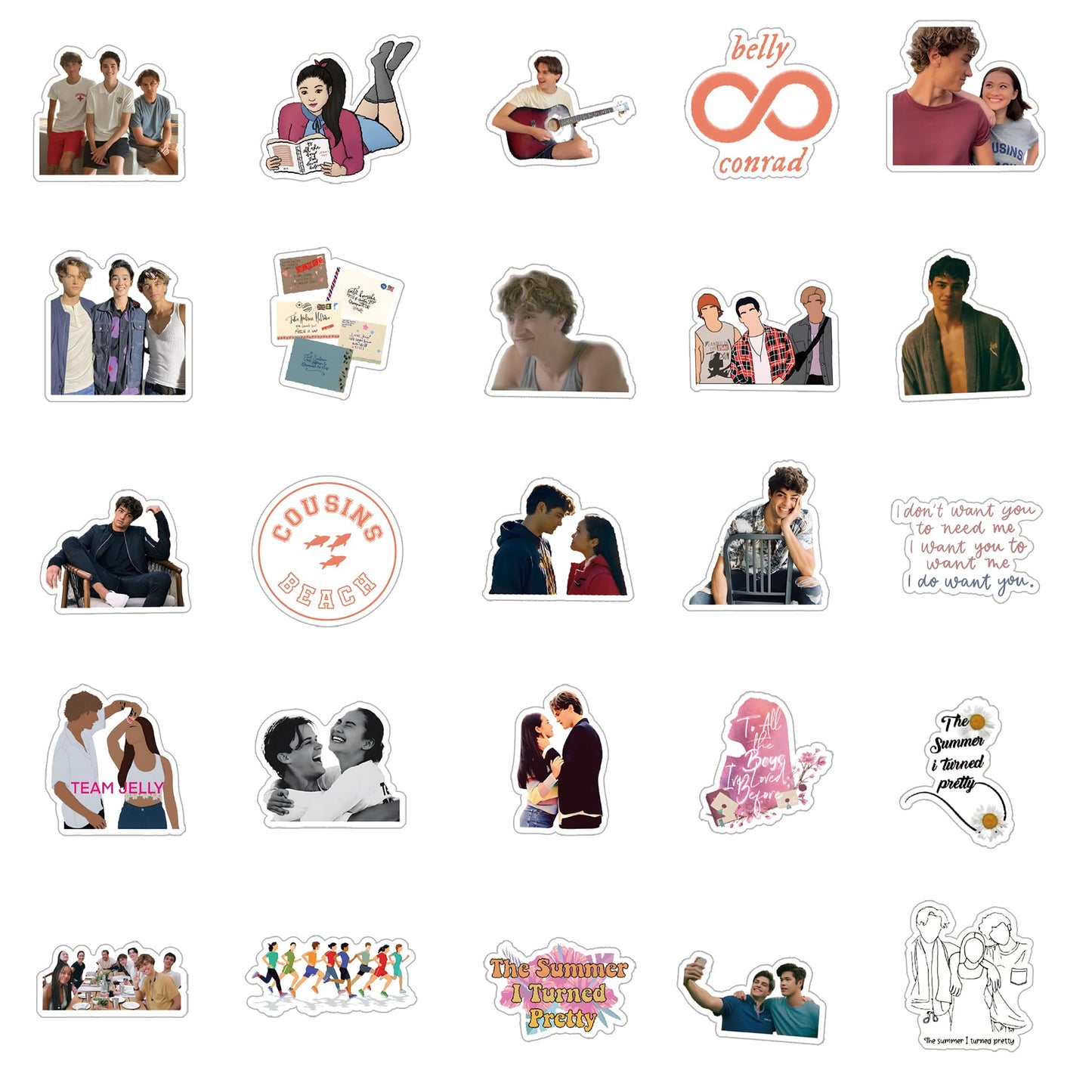 60 Pcs The Summer I Turned Pretty Classic TV Fashion Aesthetic Waterproof Vinyl Stickers for Birthday Party Supplies Decoration Favors for Water Bottles Laptop Suitcase