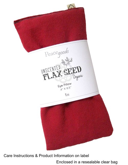 Peacegoods Unscented Eye Pillow - Made from Soft Cotton Flannel - Weighted filled with Flax Seed Microwavable - Yoga Massage Headache Sleep Made USA - red
