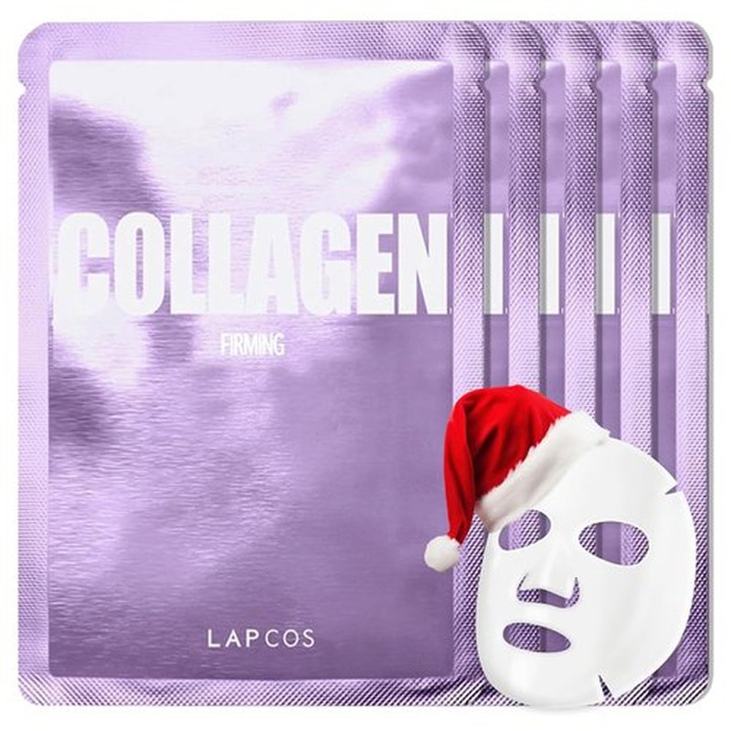 LAPCOS Collagen Sheet Mask, Firming Daily Face Mask with Collagen Peptides for Anti-Aging, Helps to Minimize Wrinkles, Restores Skin Elasticity & Firmness, Korean Beauty Favorite, 5-Pack
