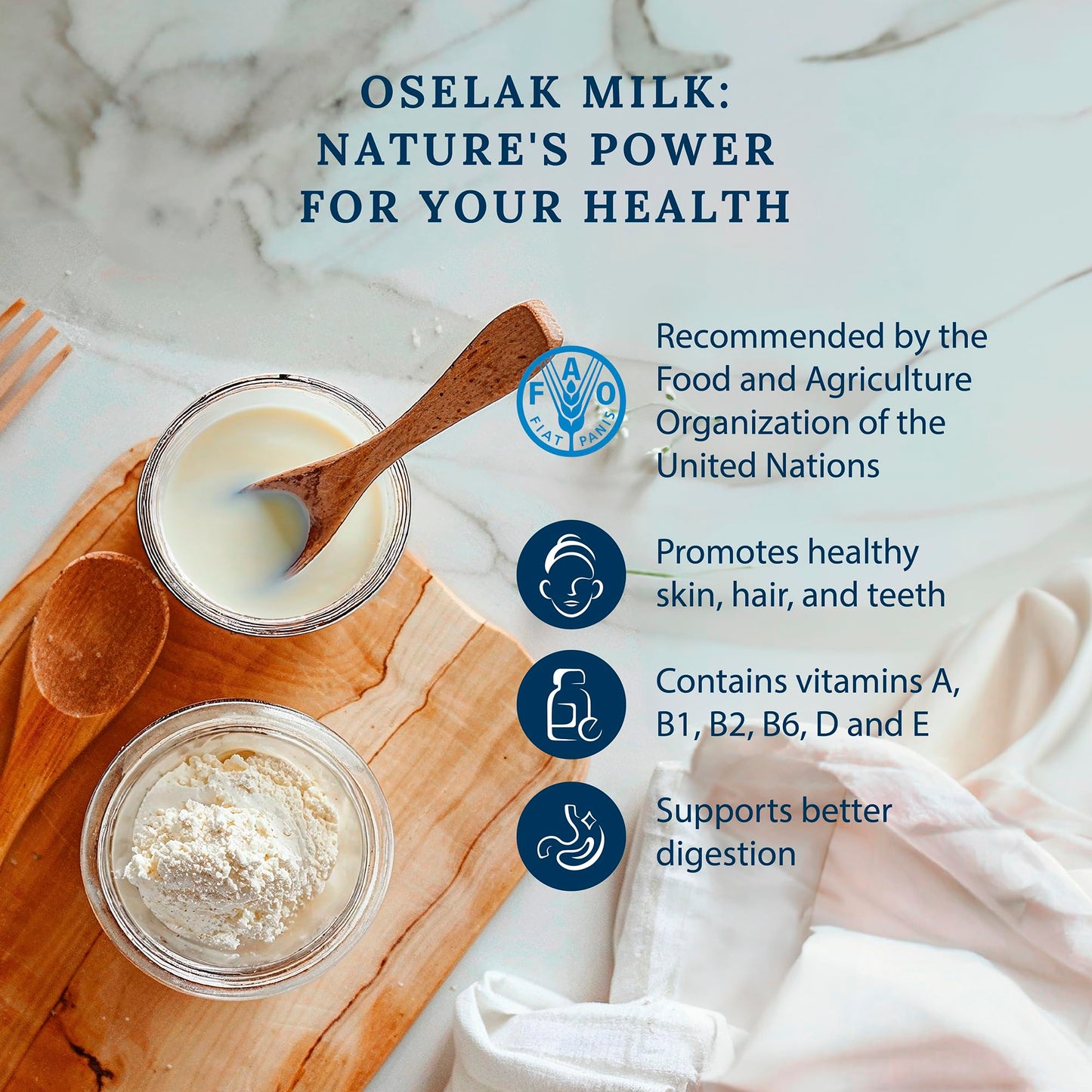 OSELAK Donkey Milk Powder 200g, Pure and 100% Natural, High in Calcium, Iron, and Vitamin D, Similar to Mother's milk, Rich in Whey protein, Vitamins and Minerals, Nothing added, Nothing removed