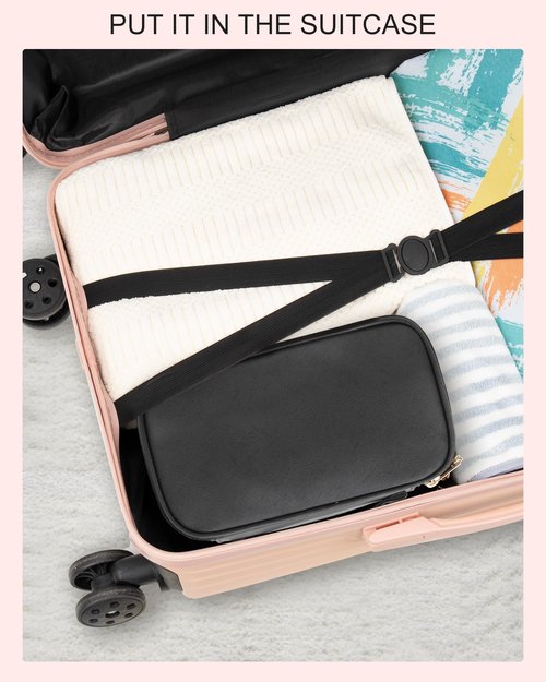 Relavel Small Makeup Bag, Makeup Brush Cosmetic Organizer, Portable 2 Layer Travel Makeup Organizer, Cosmetic Bag for Women, Handbag Purse Pouch, Compact Capacity for Daily Use (Black)