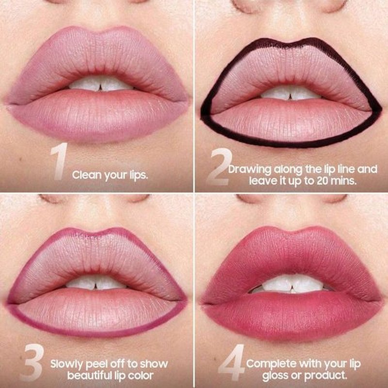 Lip Stain - Lip Liner Stain, Long-Lasting Moisturizing Lip Stain Peel Off, Waterproof Lip Stain with Matte Finish Stay On All Day, Transfer-Proof, Instant Peel Off Lip Stain Natural Color (Nude)