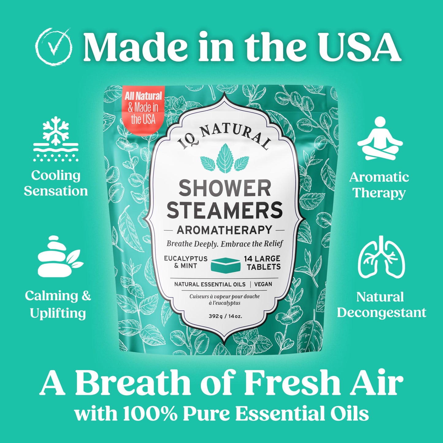 Eucalyptus Shower Steamers Aromatherapy for Women- USA Made - Shower Bombs Aromatherapy for Women, Vapor Shower Tablets Aromatherapy, Menthol Shower Scent Steamers Cold and Flu, Organic Shower Steamer