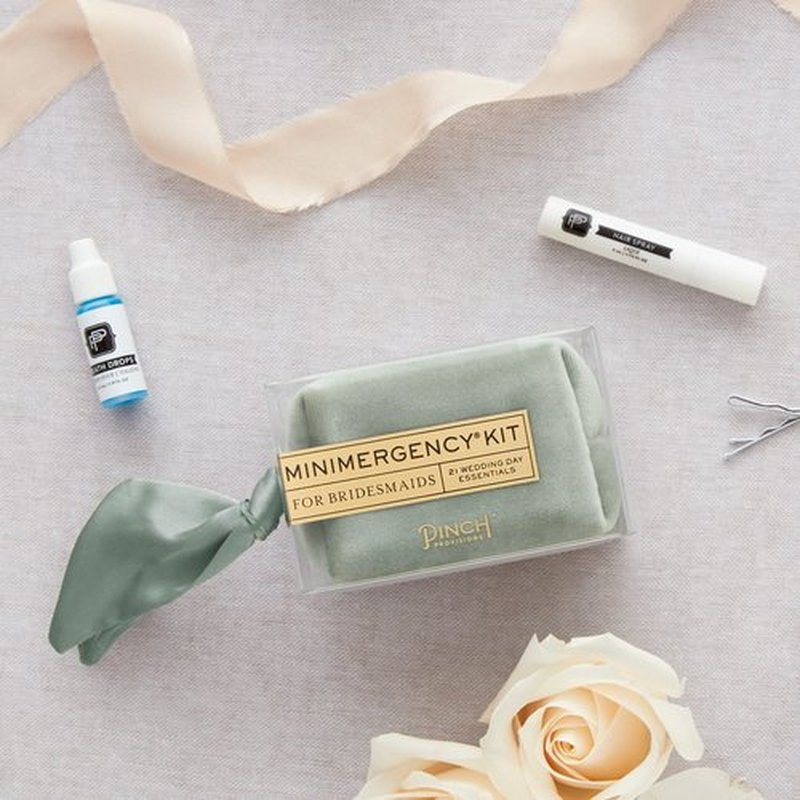 Pinch Provisions Velvet Sage Minimergency Kit for Bridesmaids, Includes 21 Emergency Wedding Day Must-Have Essentials, Perfect Bridal Shower and Bridesmaids Proposal Gift