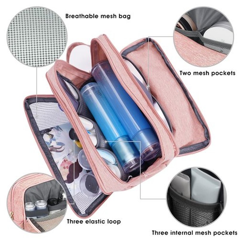 Toiletry Bag for Men Hanging Dopp Kit Water Resistant Shaving Bag Small Toiletry Bag for Traveling (Denim Pure Pink)