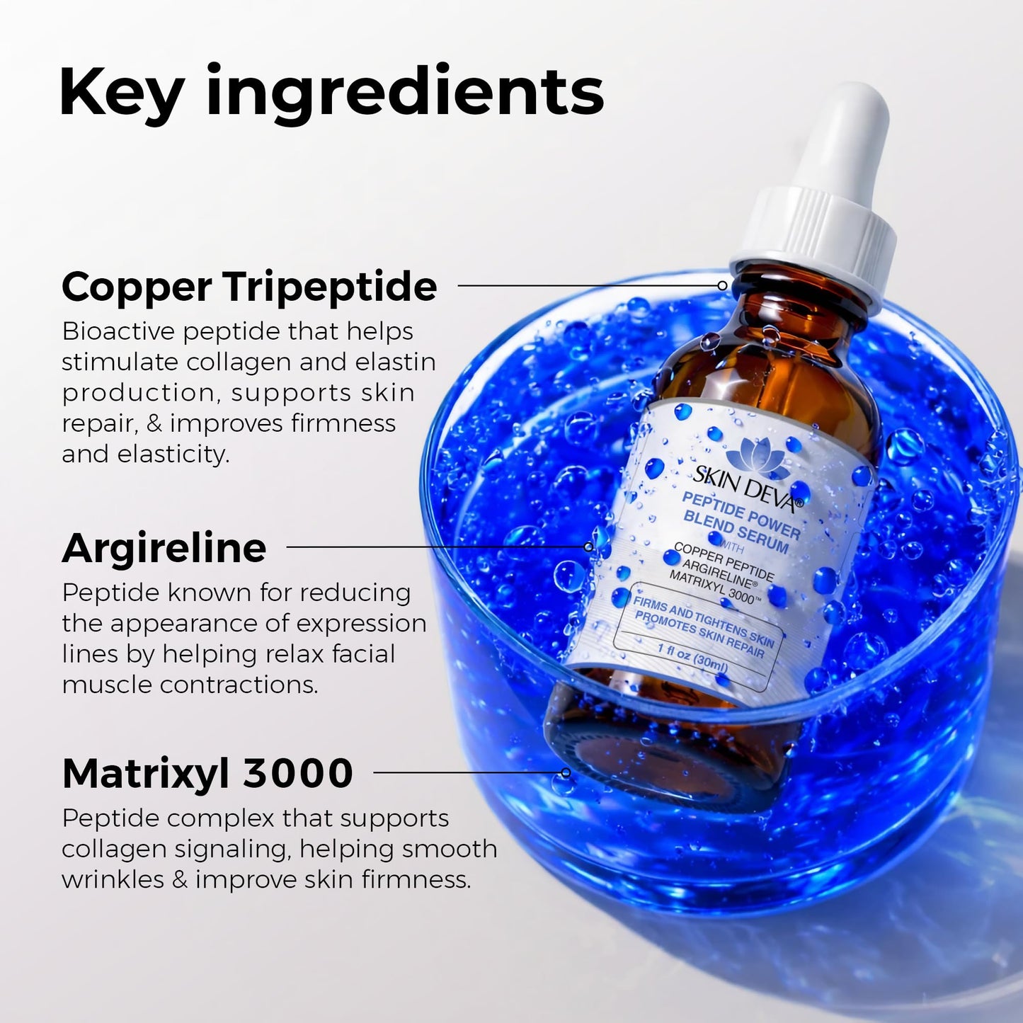 Skin Deva Copper Peptide Serum + Hyaluronic Acid Serum + Argireline and Matrixyl 3000 Lightweight Hydrating, Supports Smooth & Firm-Looking Skin, Supports Firm Youthful-Looking - Pack of 2