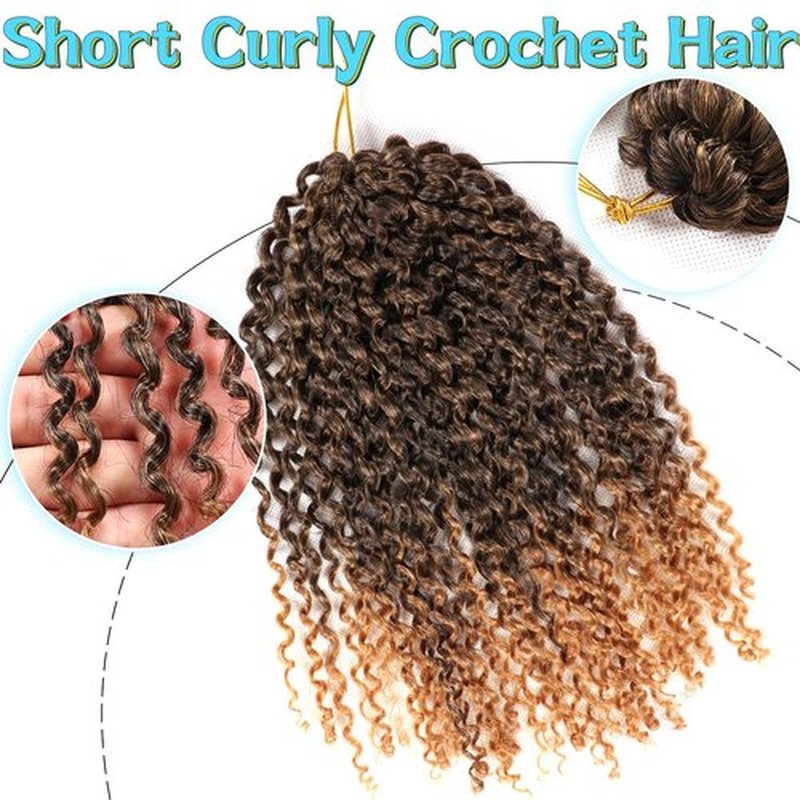 10 Inch Short Passion Twist Hair 8 Bundles Kinky Curly Crochet Hair for Black Women Curly Braiding Hair Crochet Braids Hair (8Bundles10 Inch, 1B/27#)
