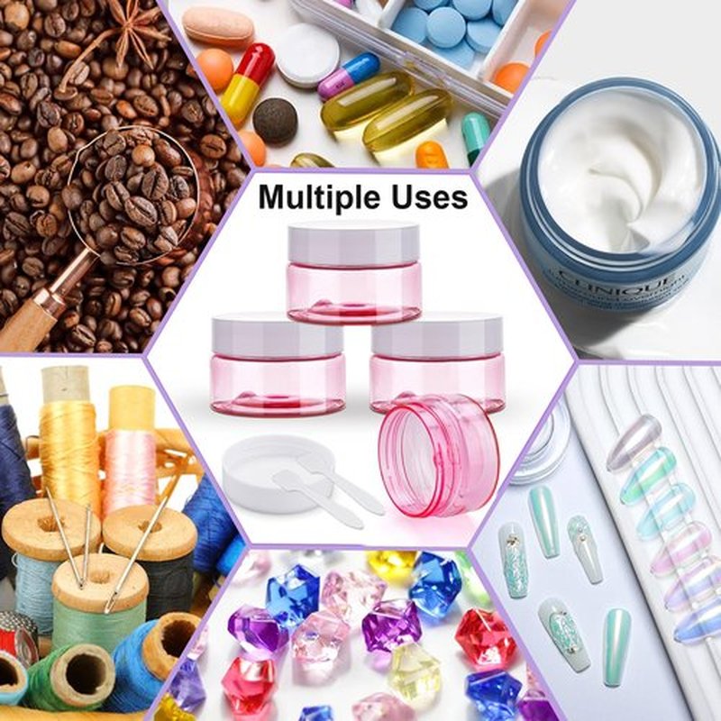 Cosywell Travel Jars Containers Plastic Cream Jars TSA Approved 1oz 4 Pieces Refillable Cosmetic Containers Leak-proof Travel Size Containers with Lid for Lotion Makeup Cosmetics (Pink)