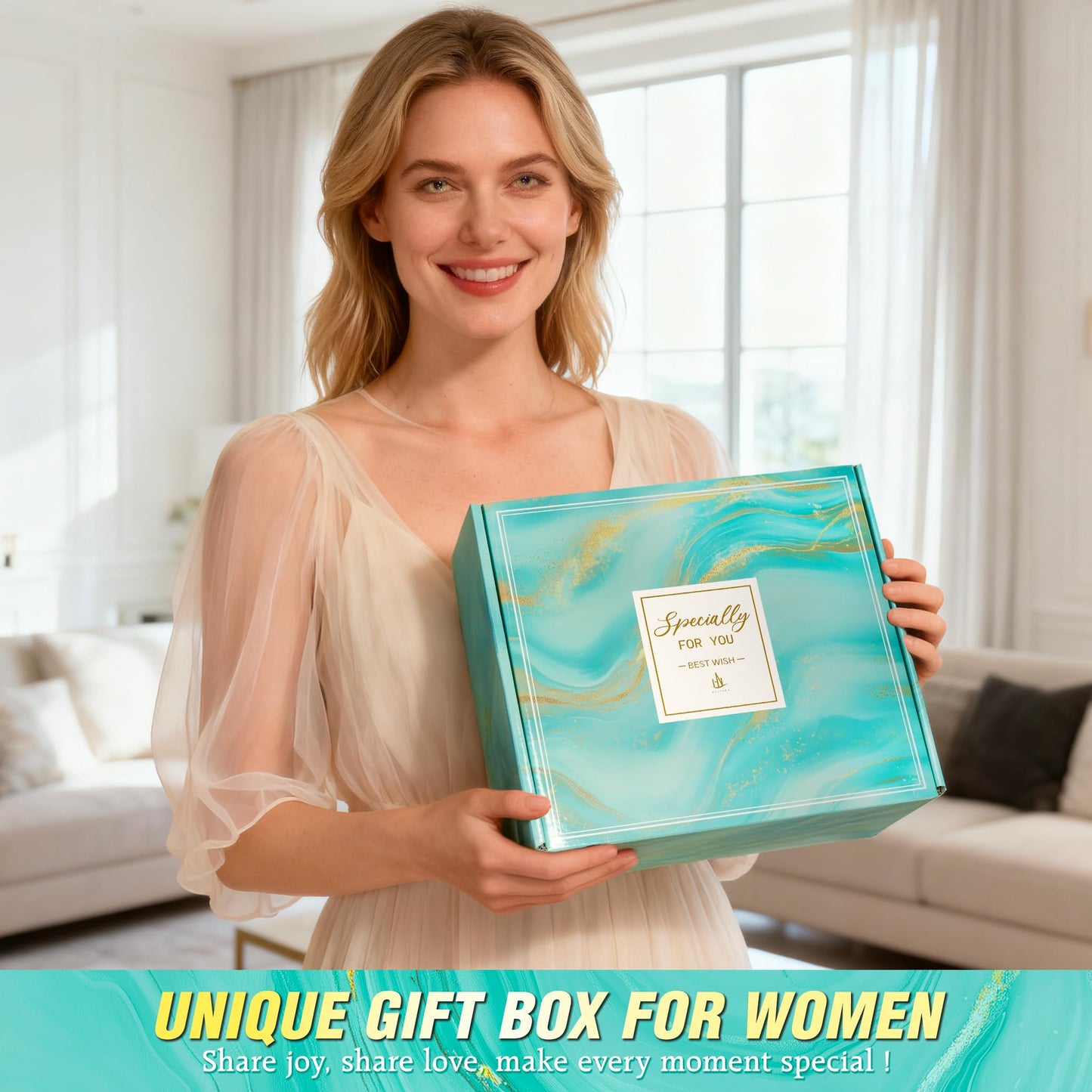 HN HAIINAA Birthday Gift for Women, Get Well Soon Gifts, Unique Self Care Gifts for Her Women Wife Girlfriend, Spa Gift Basket Set with Luxury Flannel Blanket