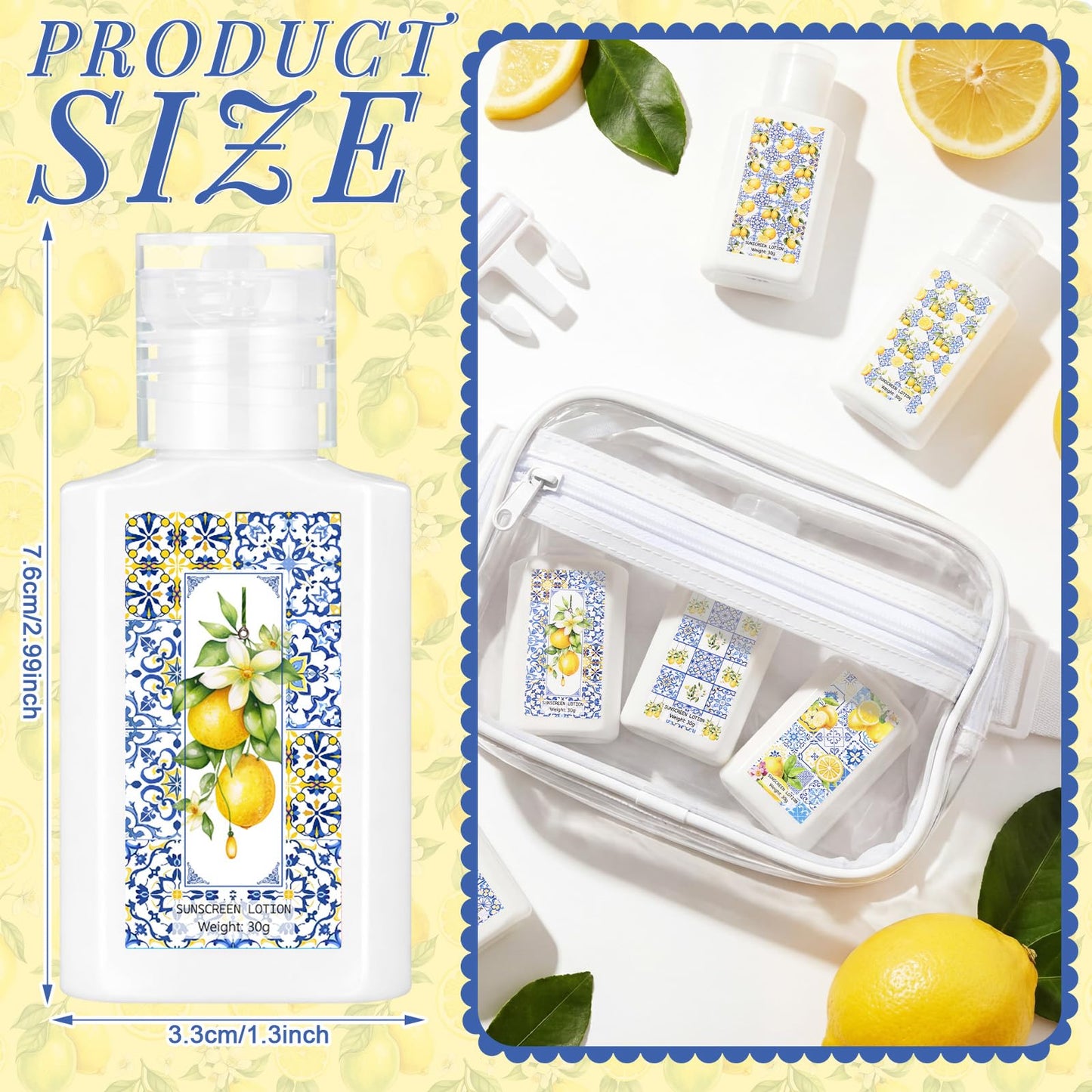 Demissle 30 Pcs Mini Sunscreen Bulk Travel Size 1 oz Lemon Party Favors Capri Lemon Sunscreen Lotion Spf 30 for Wedding Bridal Bachelor Shower Italian Holiday Souvenir Birthday Party