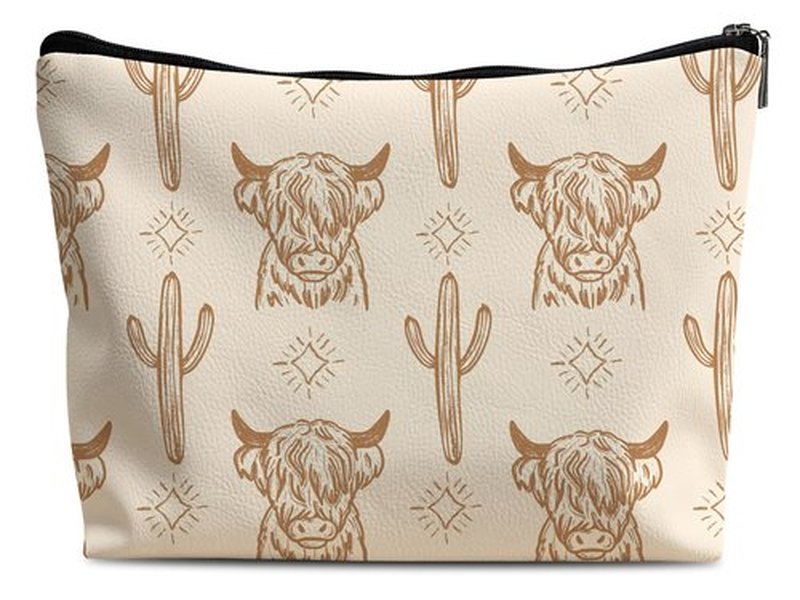 Lacosu Western Makeup Bag,Western Gifts For Women,Cow Makeup Bag,Cowgirl Stuff,Western Stuff For Women,Western Gifts,Cowgirl Gifts(Leather COW Q)