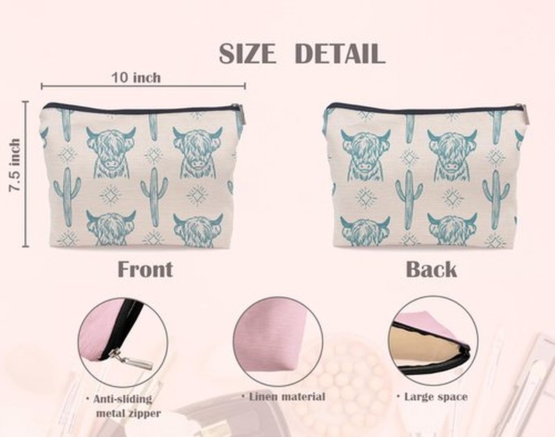Lacosu Western Makeup Bag,Western Gifts For Women,Cow Makeup Bag,Cowgirl Stuff,Western Stuff For Women,Western Gifts,Cowgirl Gifts(COW H)