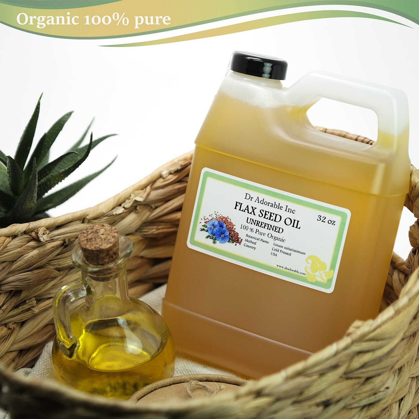 Dr Adorable - 32 oz - Flax Seed Oil - Unrefined 100% Pure Natural Organic Cold Pressed