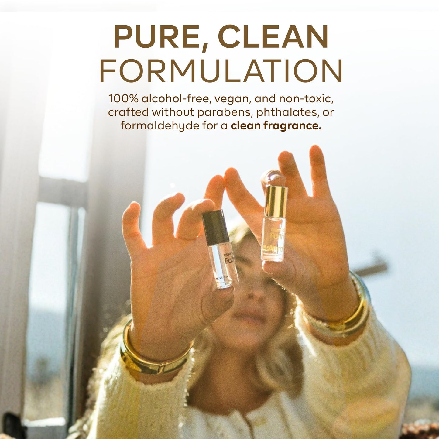 Essential Faith Original Roll On Premium Perfume Oil For Women Made in USA - Natural Long-Lasting Fresh Soft Subtle Alcohol-Free Cruelty-Free Gentle on Skin - Travel Friendly Size