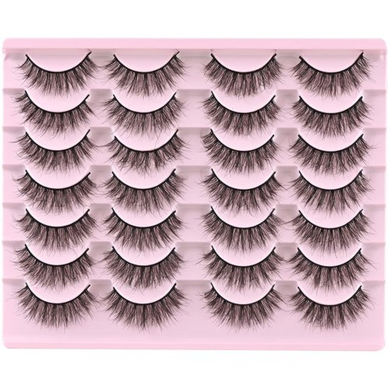 FARRED Natural Lashes Short Eyelashes Wispy False Mink Lash Pack 14 Pair Natural Look Fluffy Doll Eyelash Small Fake Strip Lashes Full Pestañas Sets for MUA and Beginners Daily Makeup (F5 | 8-15mm)