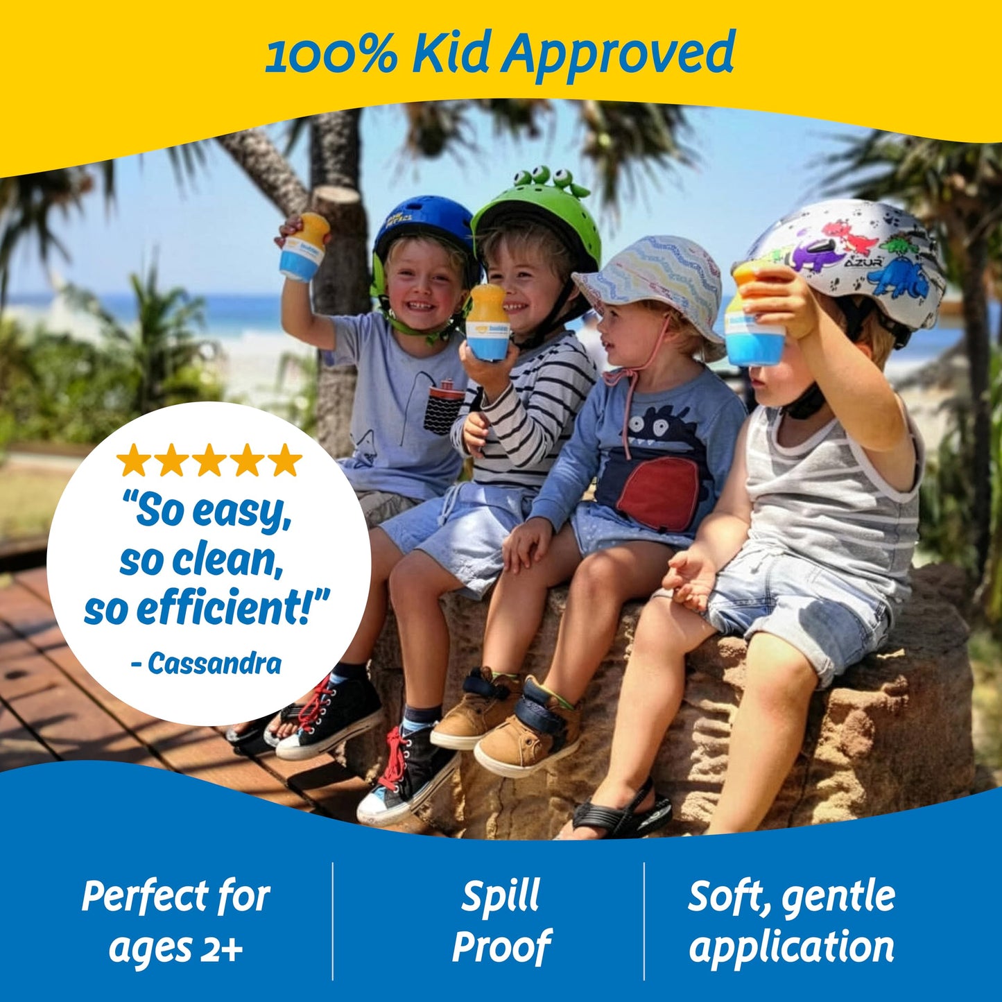 Solar Buddies Grab & Go Travel Bundle, Carabina Clip & Cleaning Brush - Single Full Red - Refillable Roll on Sponge Sunscreen, Suncream & Lotion Applicator For Kids, Adults & Families - Holds 100ml