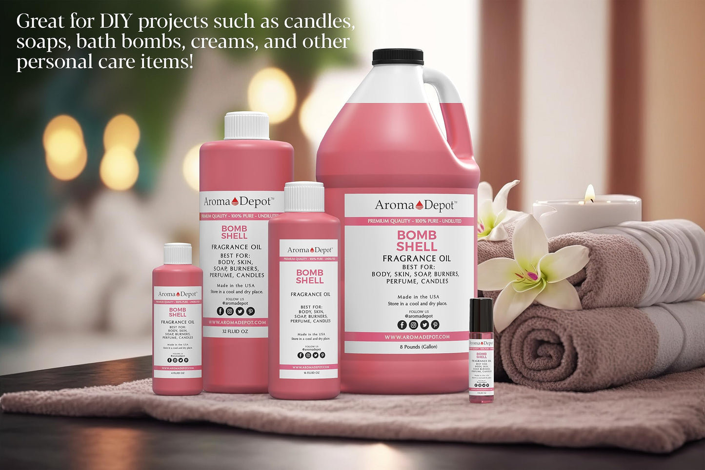 Bombshell Type 4 oz. Fragrance Oil I Perfume I Skin Oil I Scented Oil. DIY Projects Such as Candles, Bath Bombs, Body Butters, Creams & Lotions. Few Drops in The Diffuser, Burners, or Warmers.
