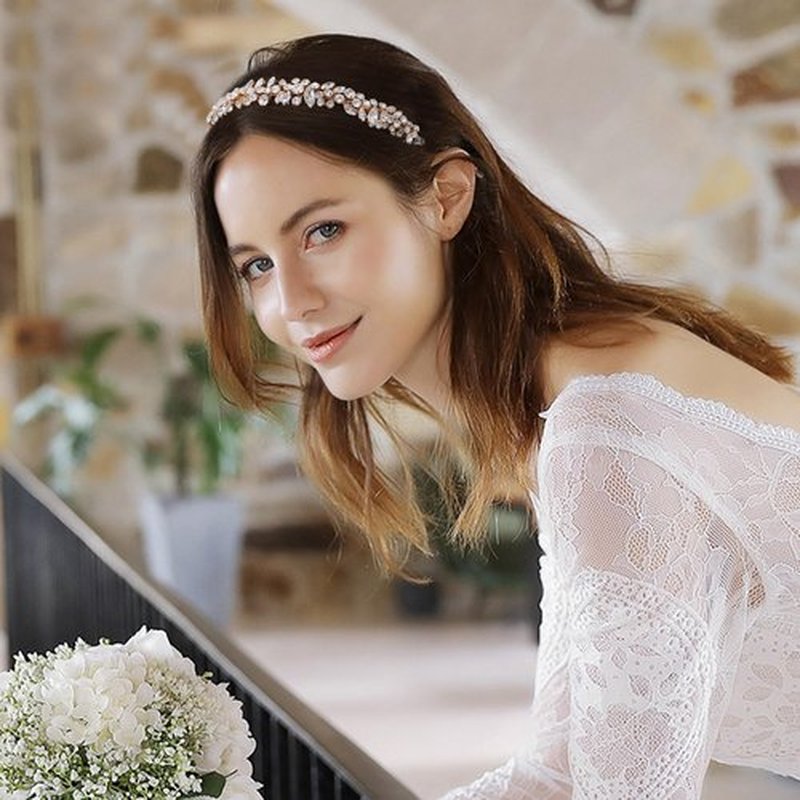Oriamour Crystal Wedding Headband For Women Bridal Hair Accessories Bridal Headpieces For Girls Rhinestone Hairband For Birthday, Party, Prom (Gold)