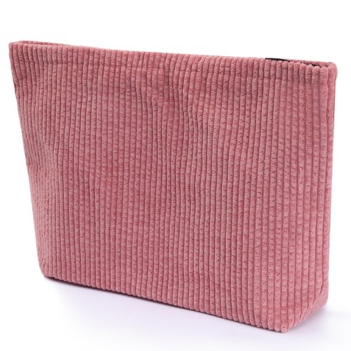 Wudimeitt Cosmetic bag Makeup bag Preppy Cute Corduroy Toiletry bag for women travel essentials (Pink)
