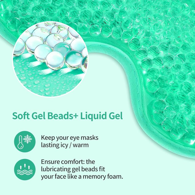 Gel Eye Mask - Reusable Cold Therapy Bead Mask for Puffiness, Dark Circles & Stress Relief | 2-Pack Green