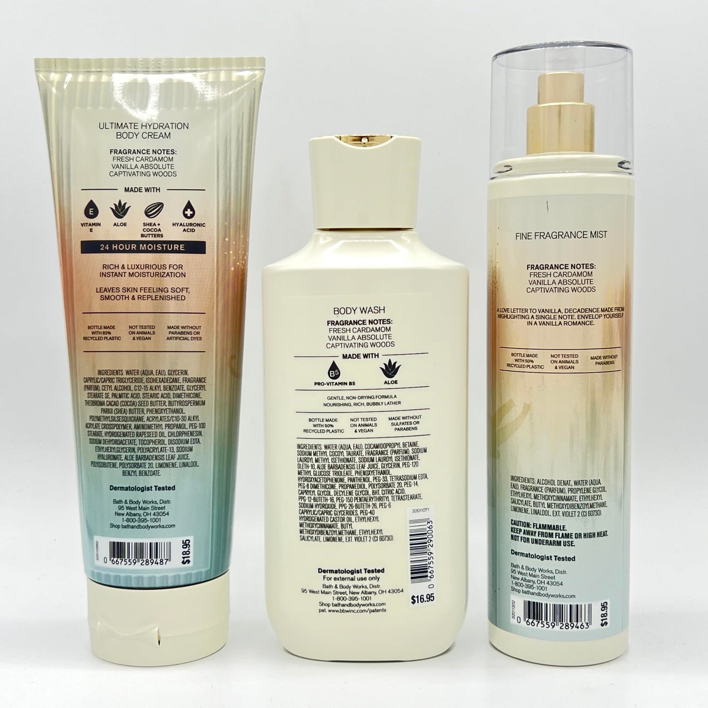 Vanilla Romance Bath & Body 3-Piece Bundle | Ultimate Hydration Body Cream, Body Wash and Fine Fragrance Mist