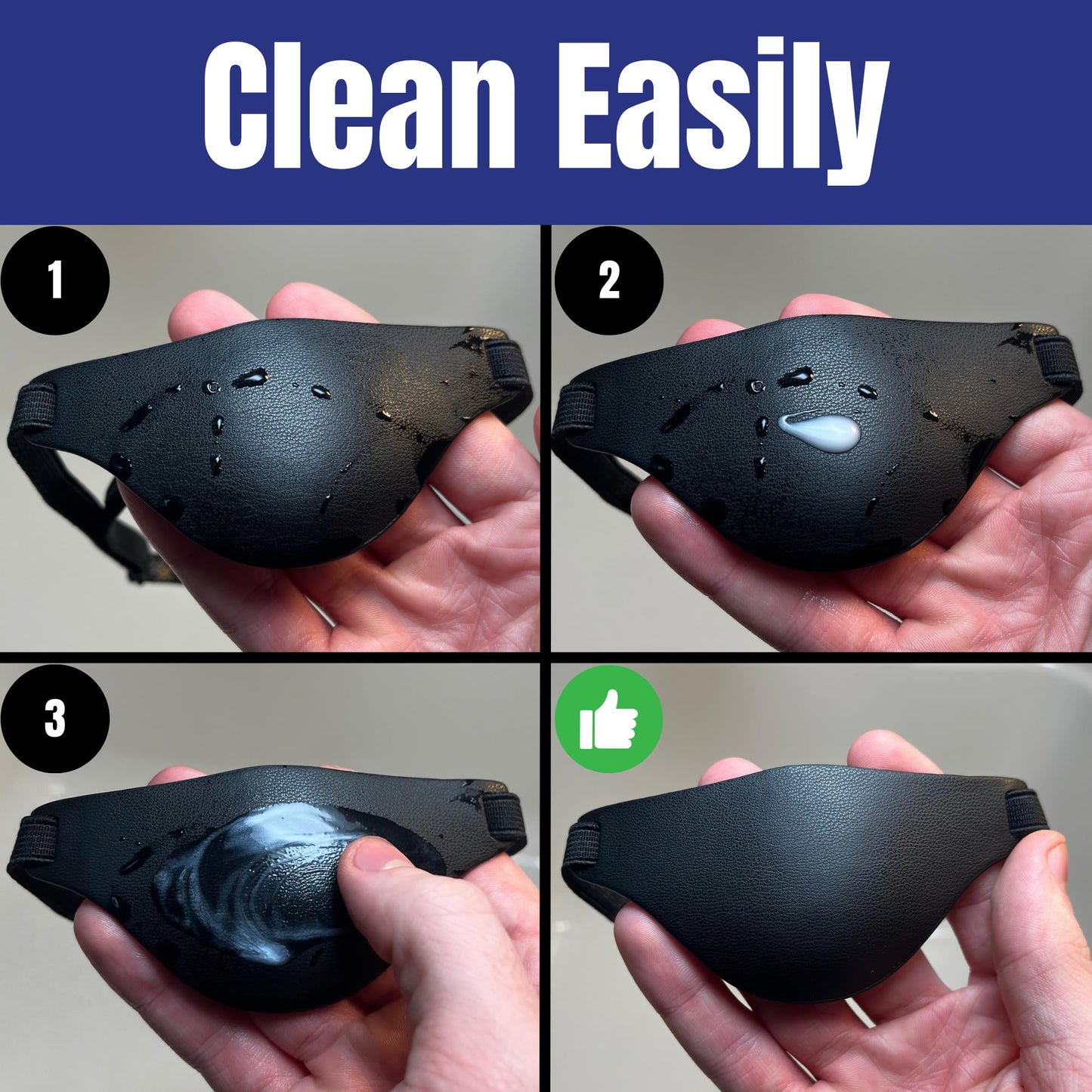 Black Leather Eye Patch for Men - Adjustable Medical, Left or Right Eye