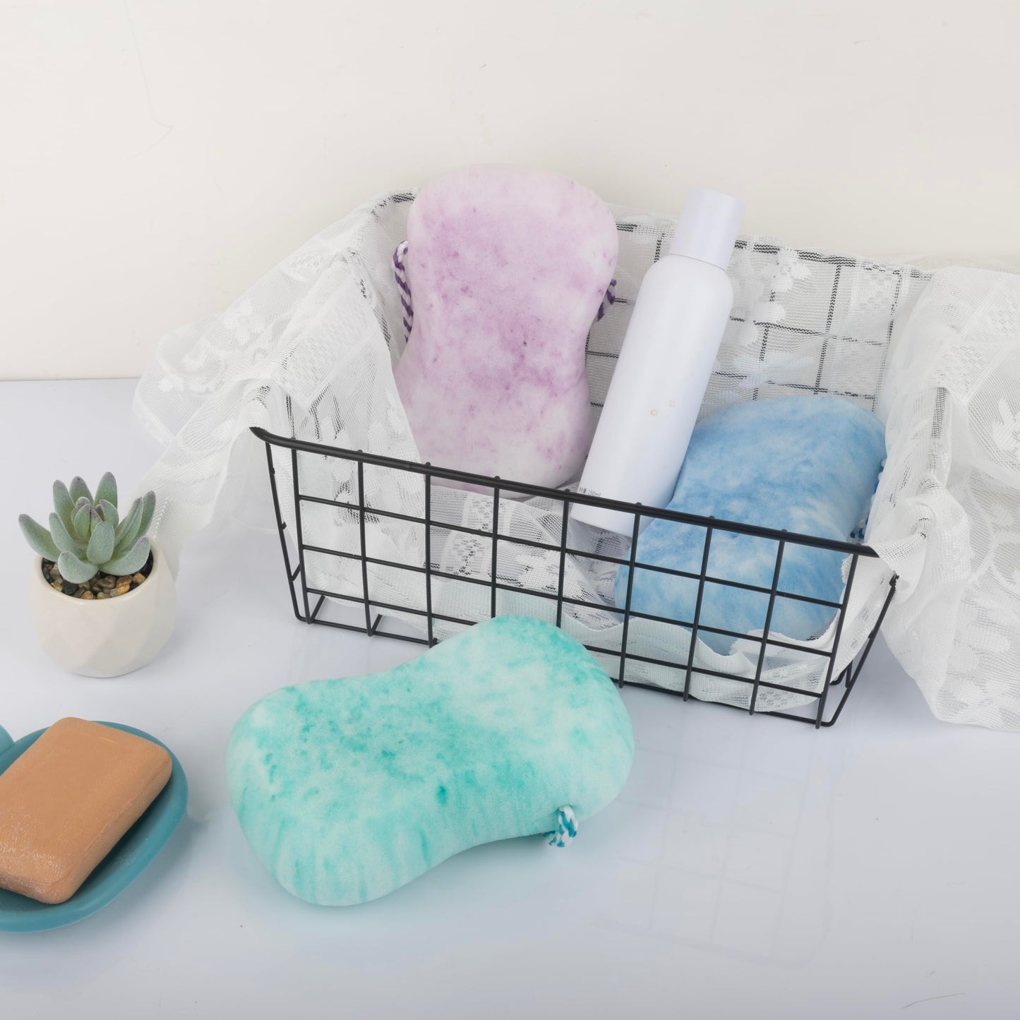 3 Pcs Bath Sponge for Women/Men, Exfoliating Body Sponges Bath Sponges, 3 Colors Pouf Foam Loofahs Sponge to Spa Reusable