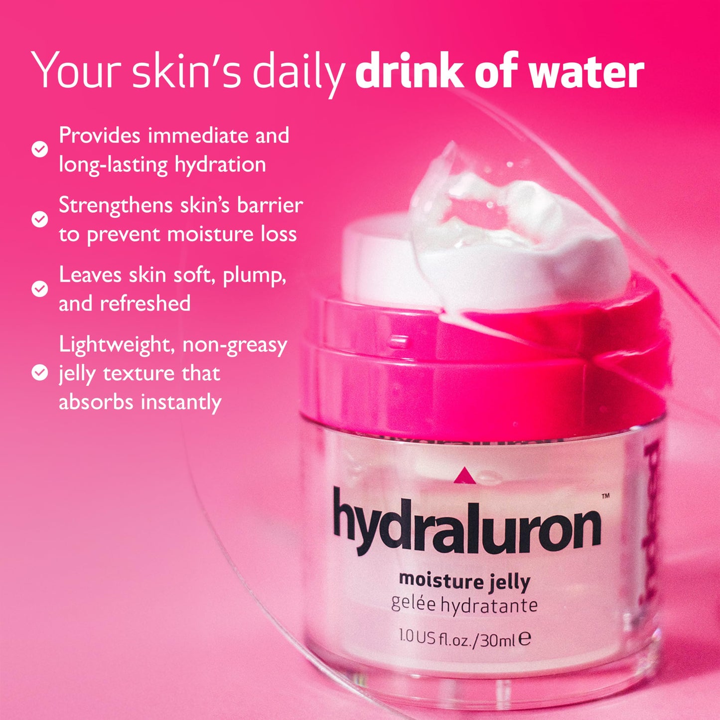 INDEED Labs Hydraluron Moisture Jelly | Lightweight Face Moisturizer for Dry, Oily, & Acne-Prone Skin | Moisturizing Gel Cream with Skin Barrier-Boosting Hyaluronic Acid, PatcH2O, & FUCOGEL, (30 mL)