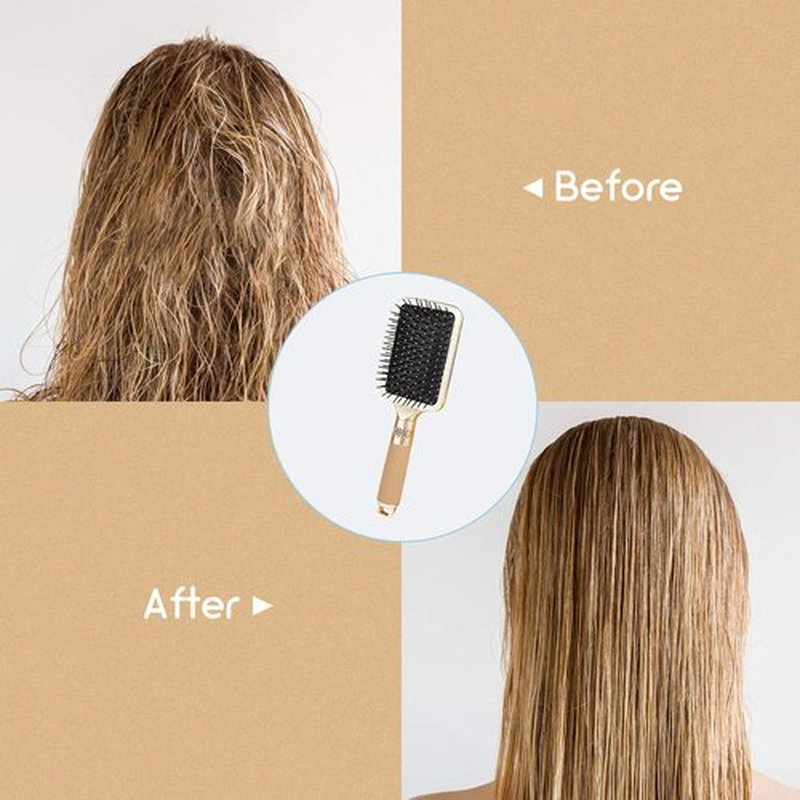 Hair Brush Detangles Instantly Removing Tangles, Knots, Fly Aways Exceptional Wig Brush For Hair Wraps & Weave Management Handmade Luxury Bling Crystal Paddle Brush Cute Rhinestone (White)