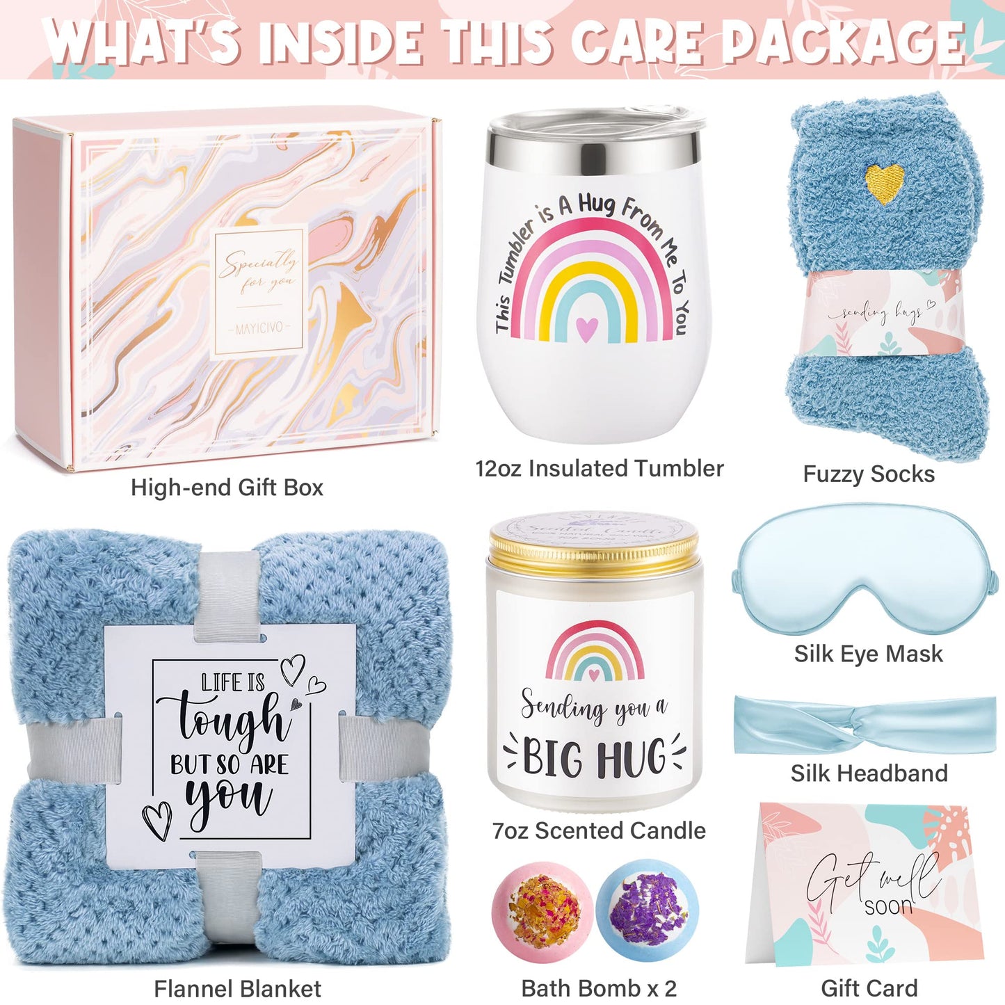 Get Well Soon Gifts for Women, Inspirational Birthday Gifts for Women, Self Care Package Get Well Gift Baskets for Friends After Surgery, Sympathy Thinking of you Gifts, Feel Better Cancer Care Gifts