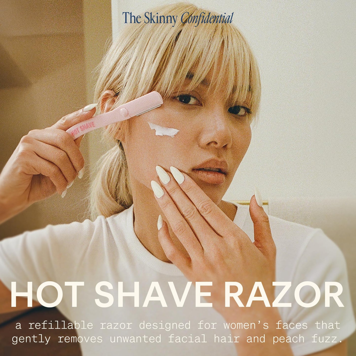 The Skinny Confidential Hot Shave Dermaplane Razor - Gentle & No Peach Fuzz Face Razors for Women for Smooth & Radiant Skin - Facial Hair Shaving & Exfoliating Skincare, Dermaplaning Tool Face Shaver