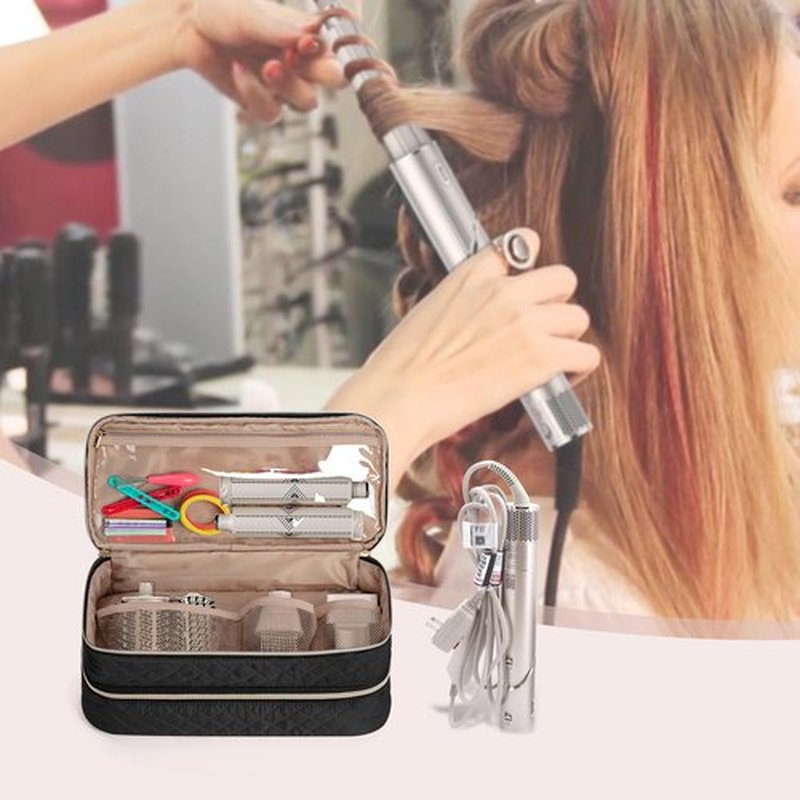 Teamoy Travel Carrying Case Compatible with Shark FlexStyle Styling (HD 435/430),Double-Layer Hair Accessories Tools Storage Bag for Hair Dryer Airwrap Styler and Attachments, Black