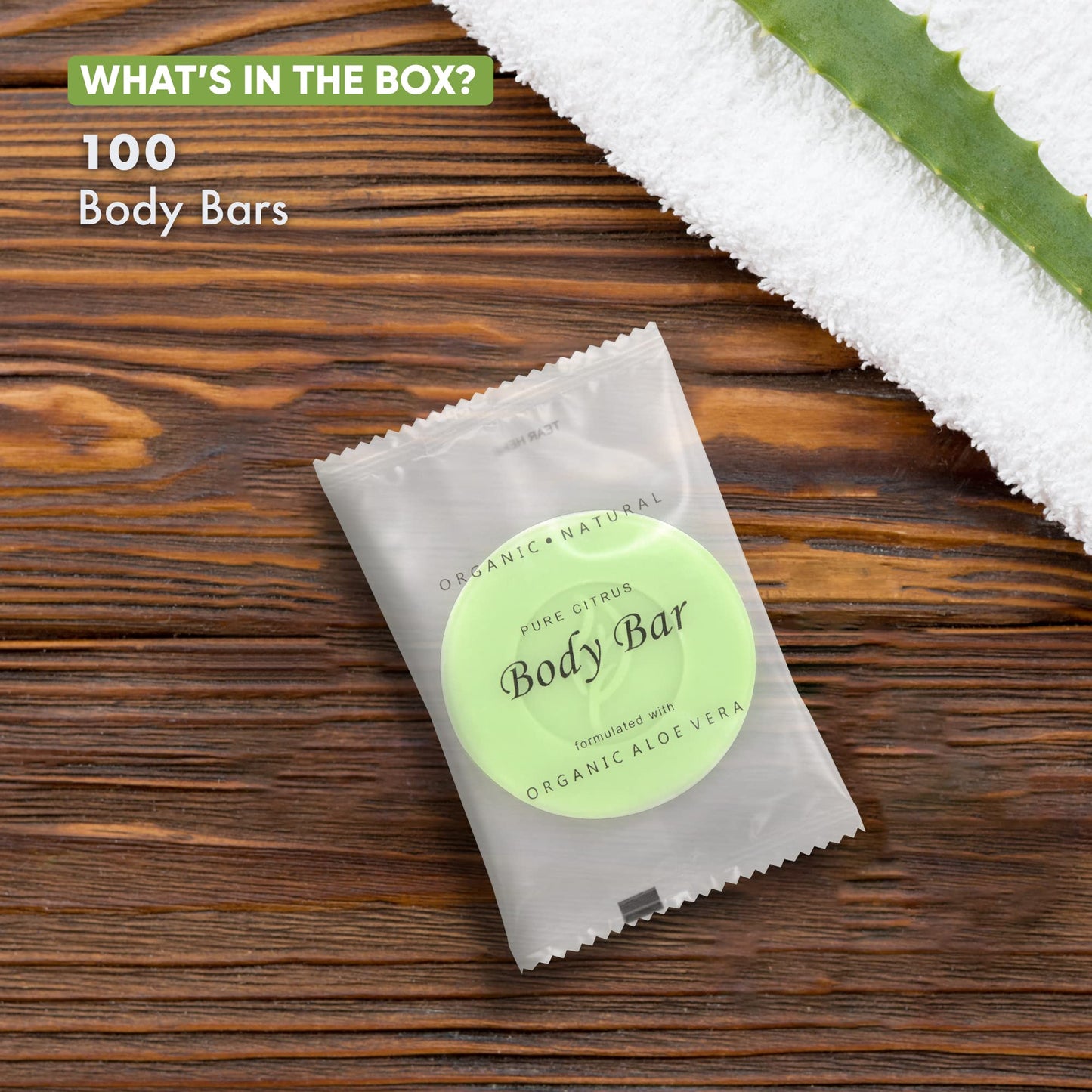 Travel Size Hotel Body Bar Soap 100 Count 1 oz Bars Guest Amenities for Vacation Rentals and Short Term Rentals Paraben Free Lemon & Chamomile Scent Infused with Aloe and Olive Oil by Desert Breeze