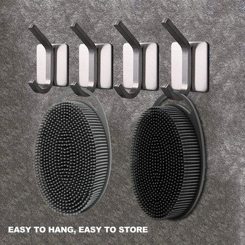 2 Pack Silicone Body Scrubber, Silicone Loofah Double-Sided Body Brush,Silicone Shower Scrubber and Scalp Massager Shampoo Brush for Sensitive Kids Women Men All Kinds of Skin (Black & Gray)