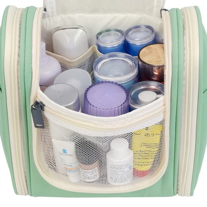 Narwey Small Hanging Toiletry Bag Women Travel Makeup Bag Organizer Toiletries Bag for Travel Size Essentials Accessories Cosmetics (Medium, Spring Green)