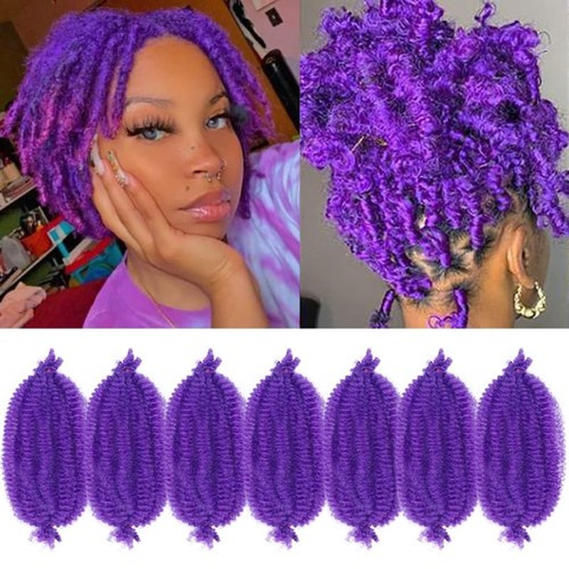 Marley Hair 10 Inch 7 Packs Purple Marley Twist Braiding Hair for Soft Locs Crochet Hair Pre Separated Springy Afro Twist Hair Cuban Twist Hair Pre Fluffed Spring Twist Hair Extensions (10",Purple)